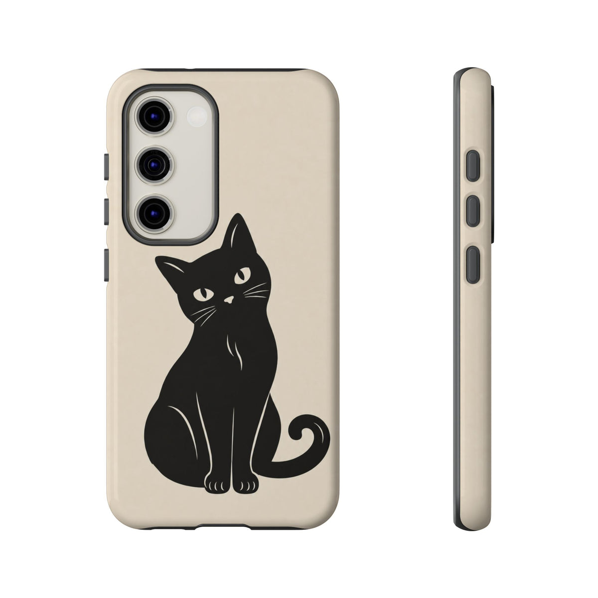 Minimalist Cream & Black Cat Phone Case