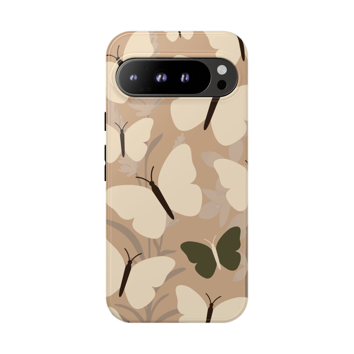 Minimalist Beige Butterfly Pattern Phone Case - Beige Phone Case - Google Pixel 9 Pro XL / Glossy