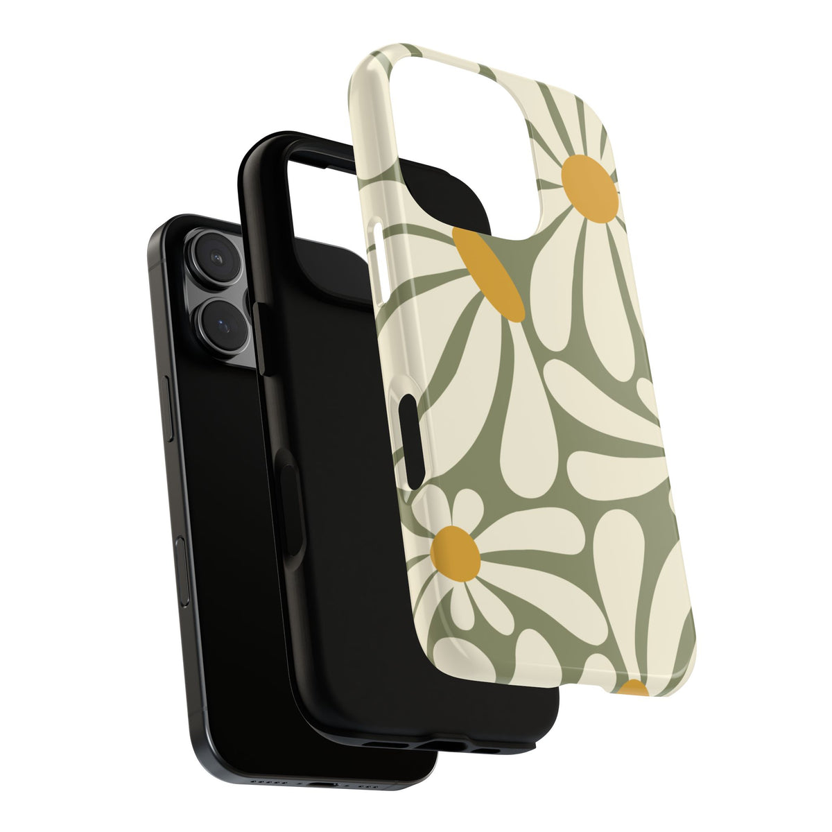 Retro Green Daisy Pattern #1 Phone Case - Green Phone Case