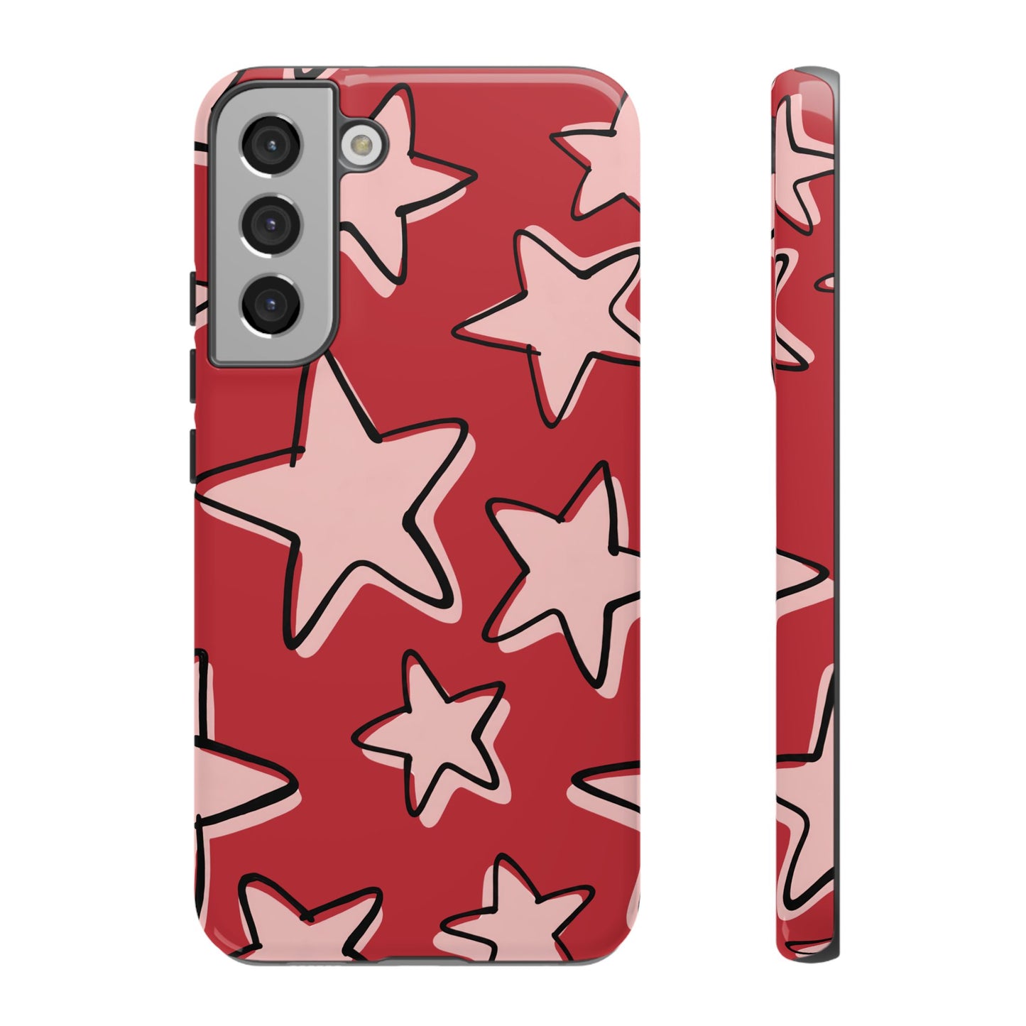 Cherry Red Doodle Star Phone Case