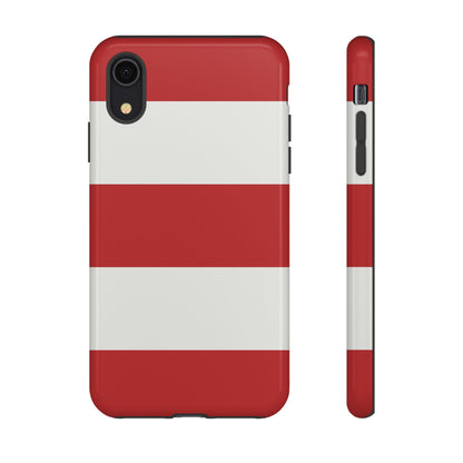 iPhone XR / Glossy Phone Case - Red & White Horizontal Stripe Pattern Phone Case