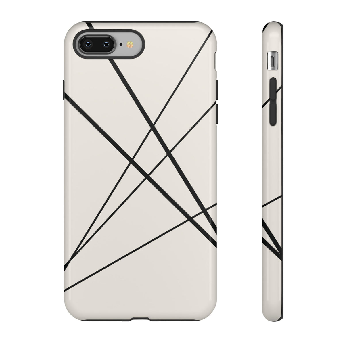 Abstract White with Black Lines Phone Case - White Phone Case - iPhone 8 Plus / Glossy