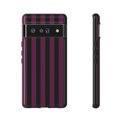Google Pixel 6 Pro / Glossy Phone Case - Trendy Plum & Black Stripe Pattern Phone Case