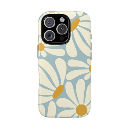 Retro Light Blue Daisy Pattern Phone Case - Blue Phone Case - iPhone 16 Pro / Glossy