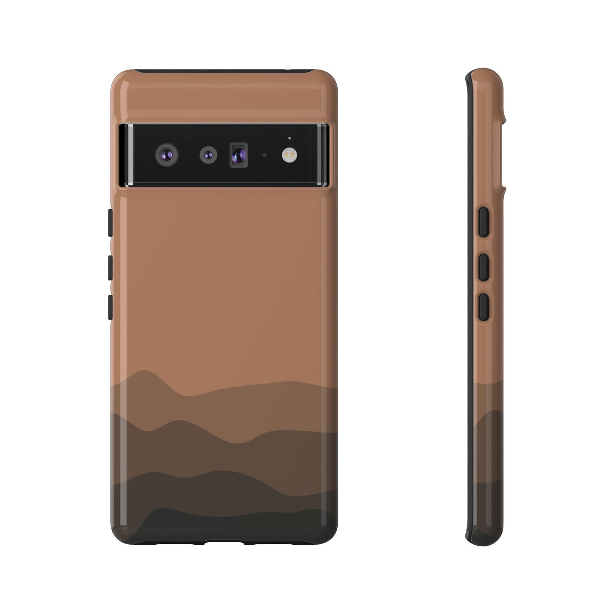 Brown Abstract Waves Protective Phone Case - Brown Phone Case - Google Pixel 6 Pro / Glossy