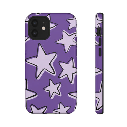 Violet Purple Doodle Star Phone Case