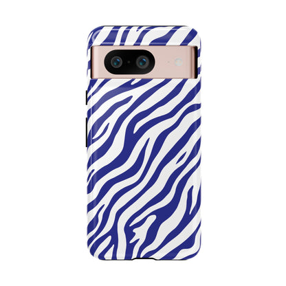 Stylish Electric Blue Zebra Print Phone Case