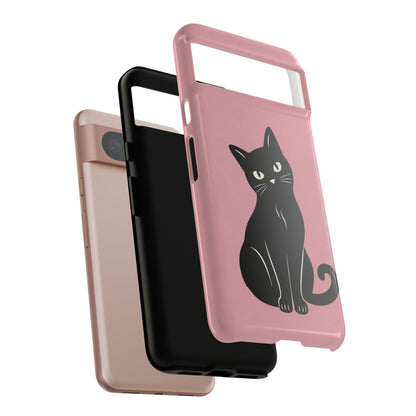 Minimalist Blush Pink & Black Cat Phone Case