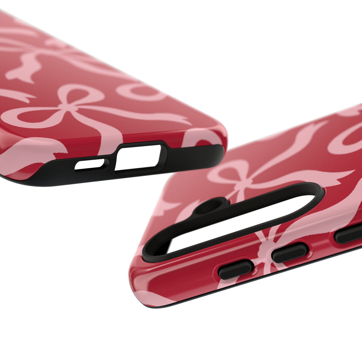 Bold Raspberry Red and Blush Pink Bow Pattern Phone Case - Red Phone Case