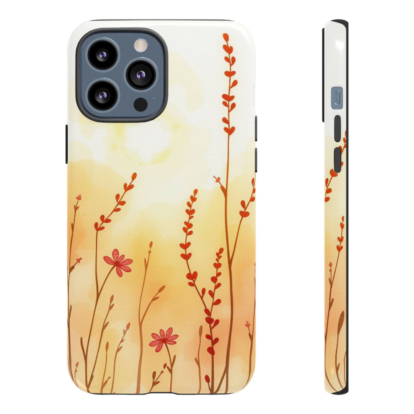 iPhone 13 Pro Max / Glossy Phone Case - Boho Chic Watercolour Wildflower Dusk Pattern Phone Case