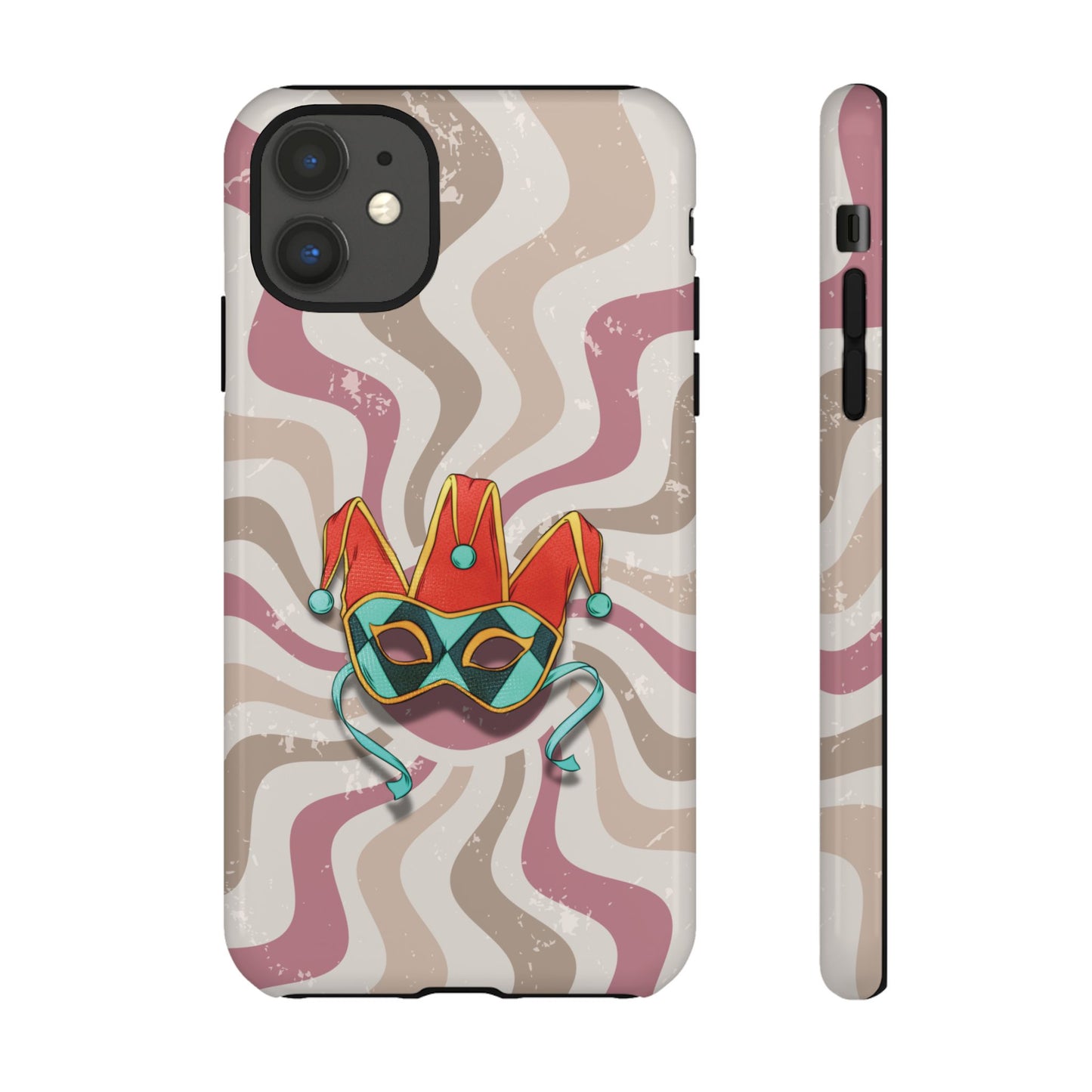 Venetian Jester Mask – Pink Retro Soft Revival Phone Case - Pink Phone Case - iPhone 11 / Glossy
