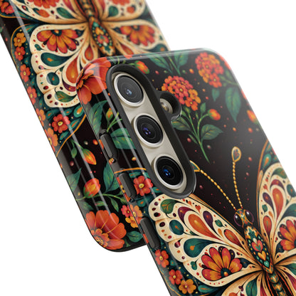 Vibrant Terracotta and Teal Calavera Butterfly Phone Case - Multicolor Phone Case