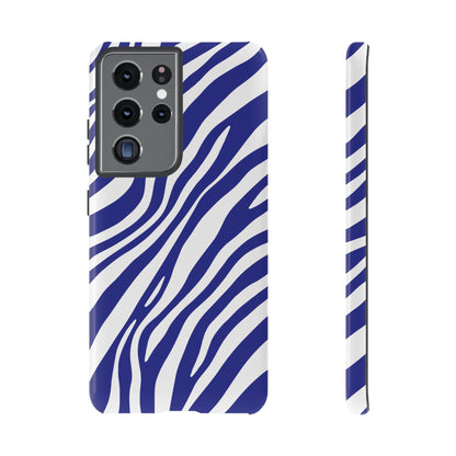Modern Electric Blue Zebra Print Phone Case