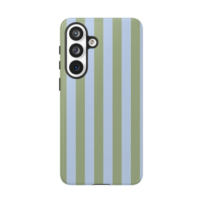 Trendy Ice Blue & Green Stripe Pattern Phone Case - Blue Phone Case - Samsung Galaxy S26 Plus / Glossy