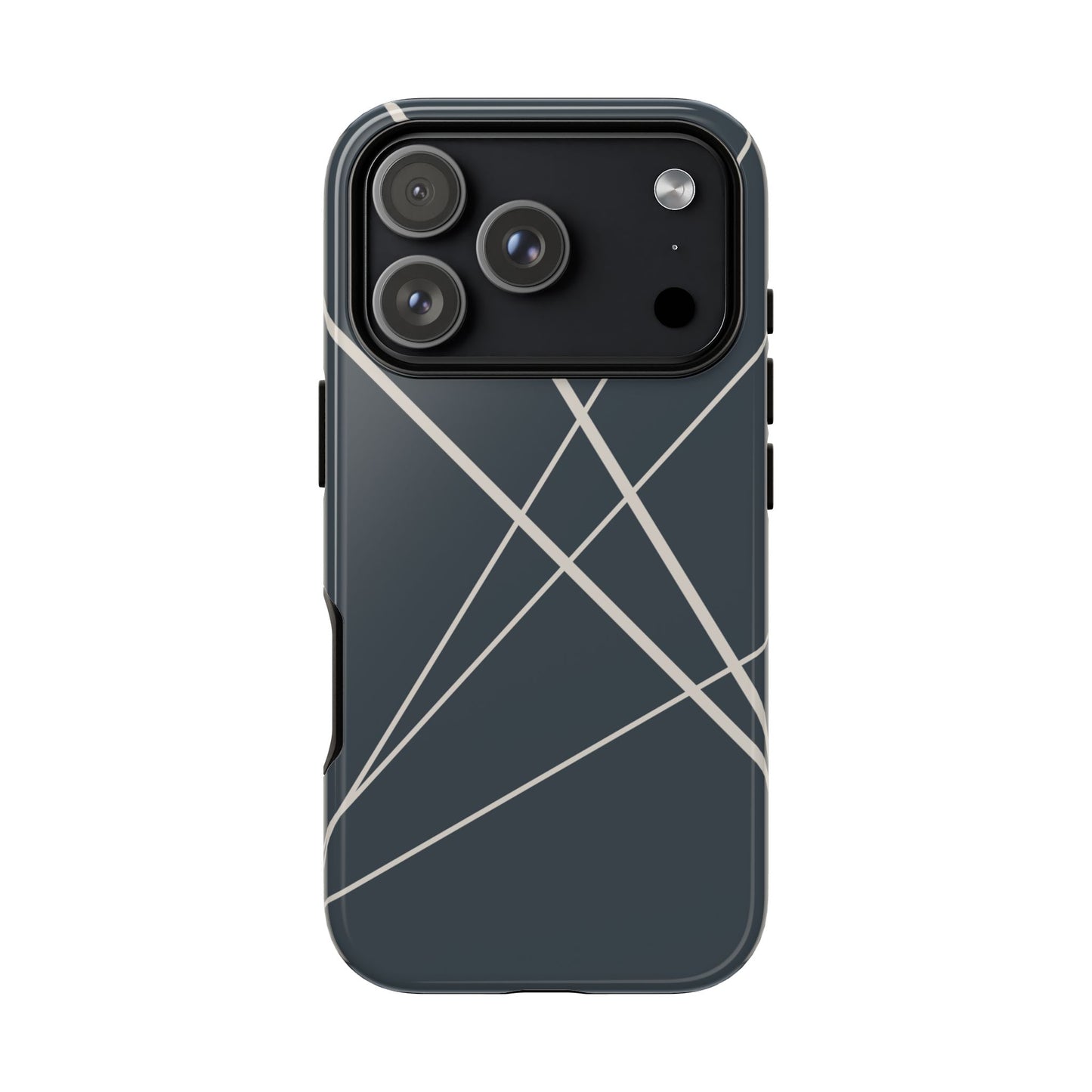 iPhone 17 Pro / Glossy Phone Case - Abstract Blue with Beige Lines Phone Case