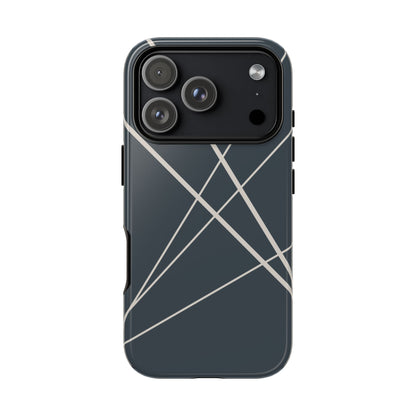 iPhone 17 Pro / Glossy Phone Case - Abstract Blue with Beige Lines Phone Case