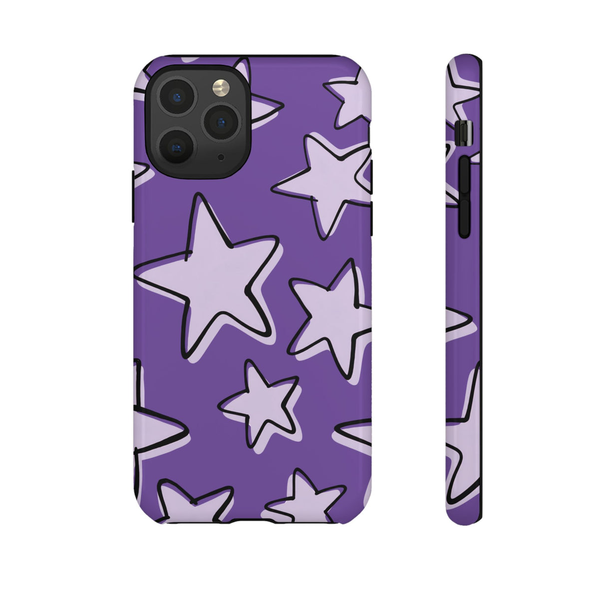 Violet Purple Doodle Star Phone Case