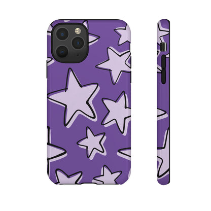 Violet Purple Doodle Star Phone Case
