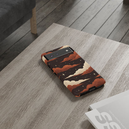 Illustrated Burnt Orange Clouds & Stars Phone Case