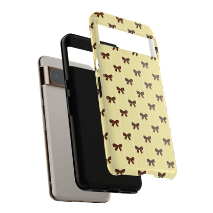 Retro Chocolate Brown Bow Pattern Phone Case