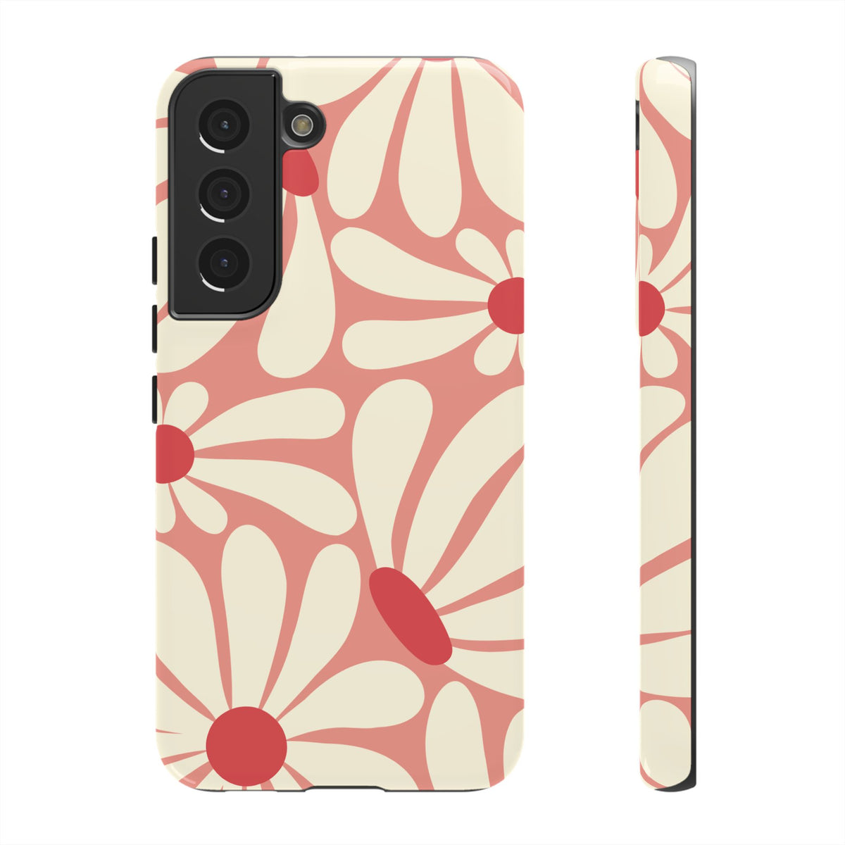 Cute Retro Pink Daisy Pattern Phone Case - Pink Phone Case - Samsung Galaxy S22 / Glossy