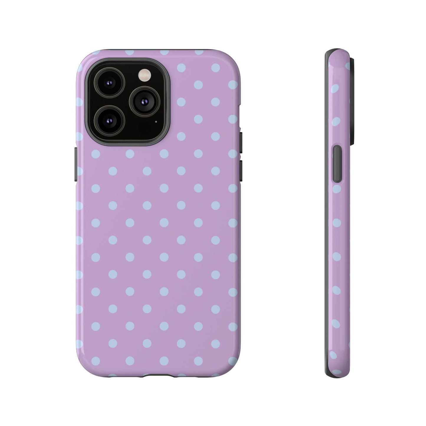 iPhone 14 Pro Max / Glossy Phone Case - Trendy Lilac & Ice Blue Dot Pattern Phone Case