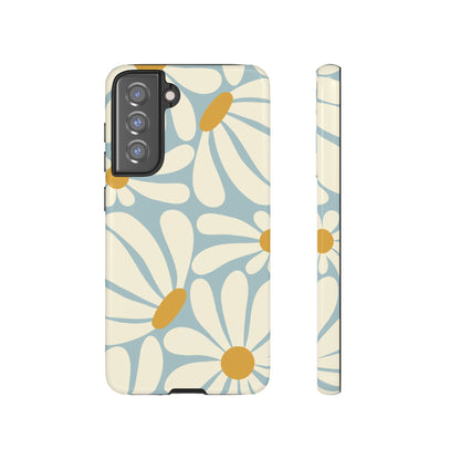 Retro Light Blue Daisy Pattern Phone Case - Blue Phone Case - Samsung Galaxy S21 FE / Glossy