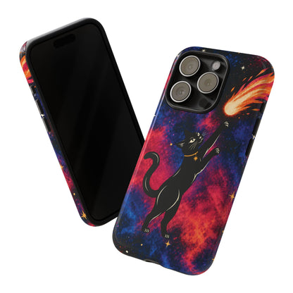 Whimsical Multicolour Celestial Black Cat Phone Case