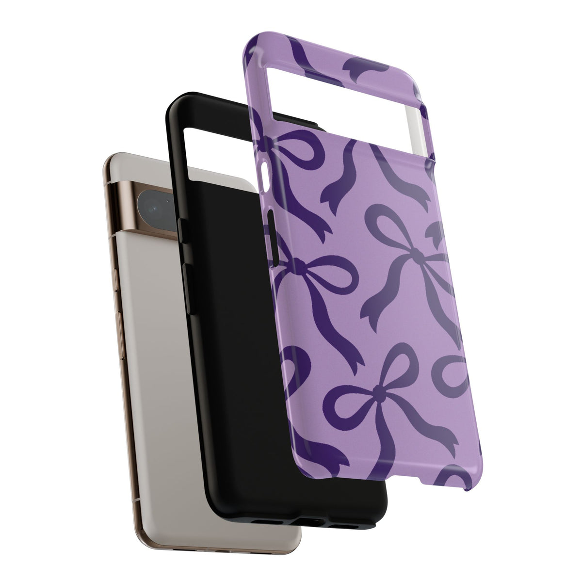 Bold Lilac and Deep Purple Bow Pattern Phone Case - Purple Phone Case
