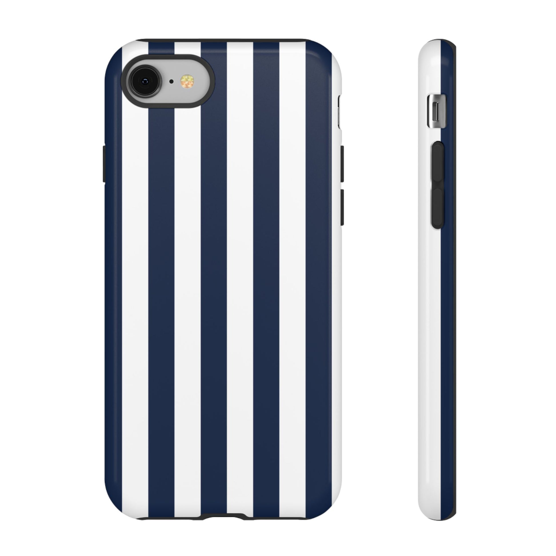 Simple Dark Blue & White Stripe Pattern Phone Case - White Phone Case - iPhone 8 / Glossy