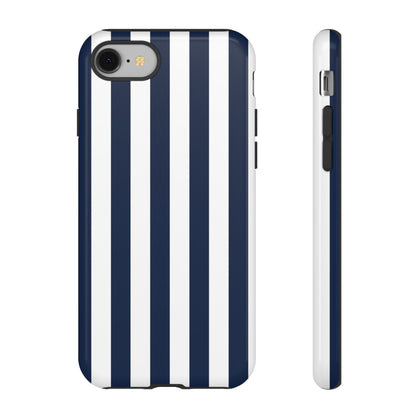 iPhone 8 / Glossy Phone Case - Simple Dark Blue & White Stripe Pattern Phone Case