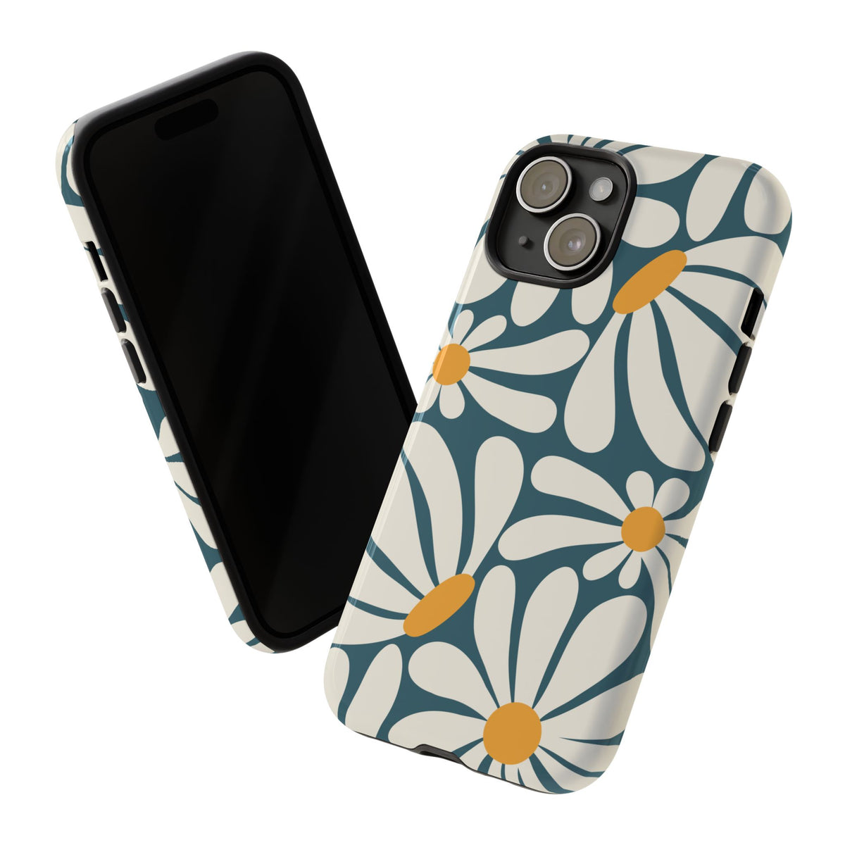 Retro Blue Daisy Pattern Phone Case - Blue Phone Case