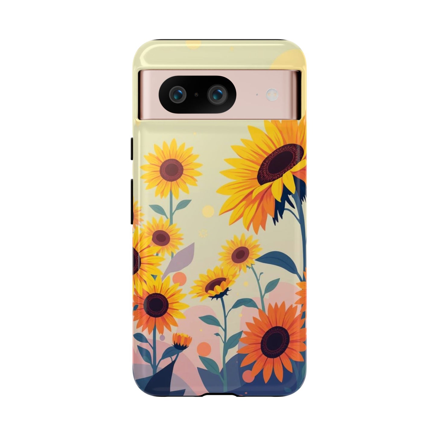 Google Pixel 8 / Glossy Phone Case - Modern Flat Sunflower Design Phone Case