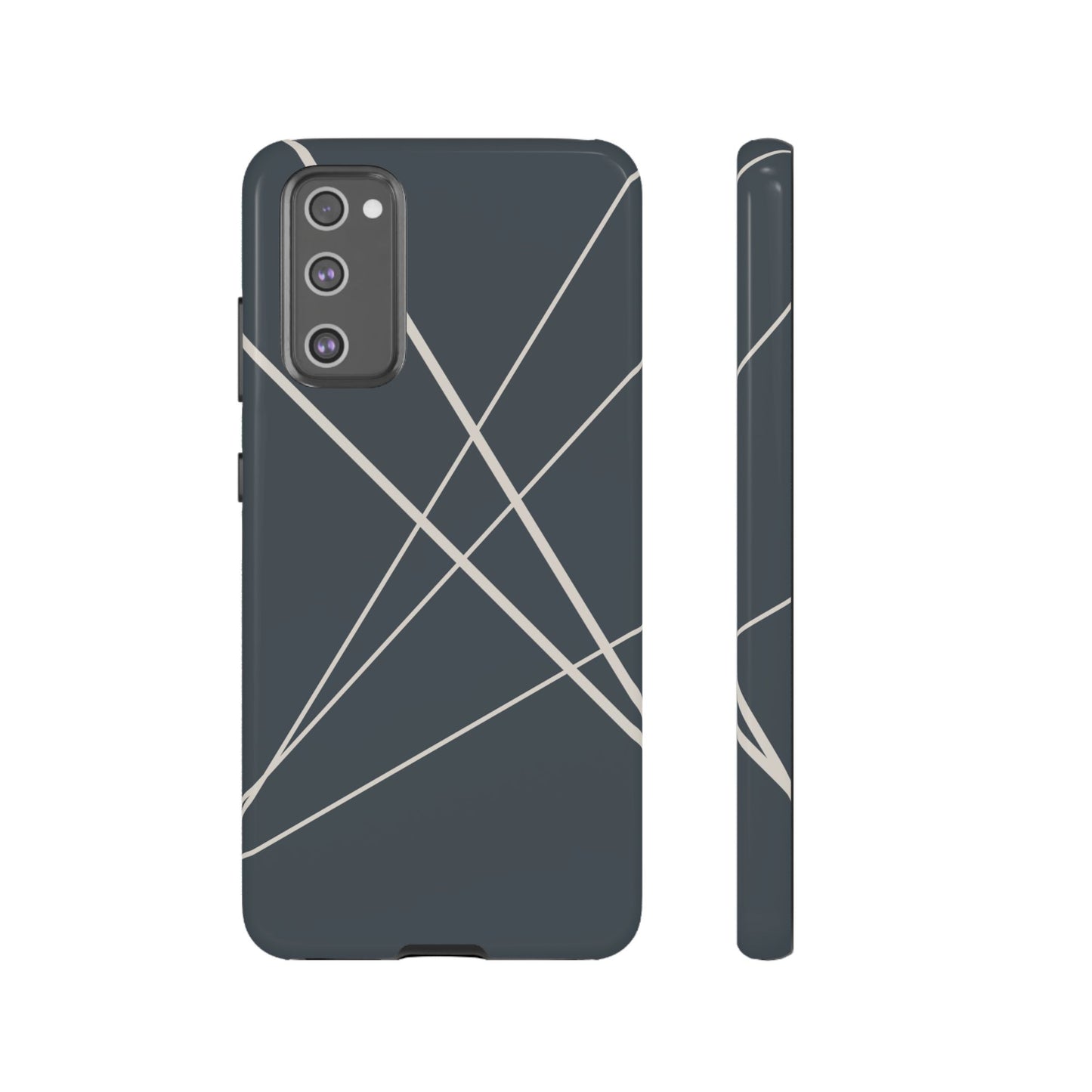 Samsung Galaxy S20 FE / Glossy Phone Case - Abstract Blue with Beige Lines Phone Case