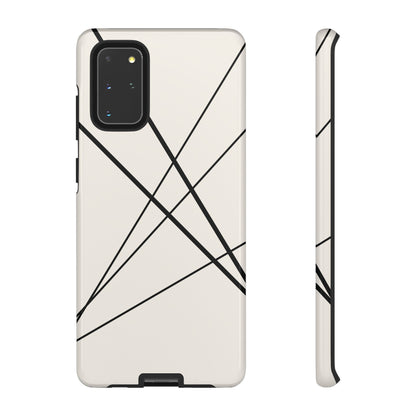 Abstract White with Black Lines Phone Case - White Phone Case - Samsung Galaxy S20+ / Glossy