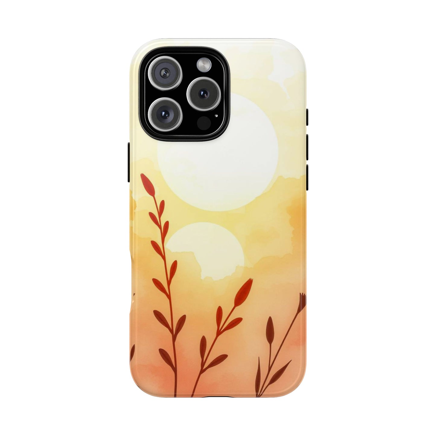 iPhone 16 Pro Max / Glossy Phone Case - Watercolour Wildflower & Sun Design Phone Case