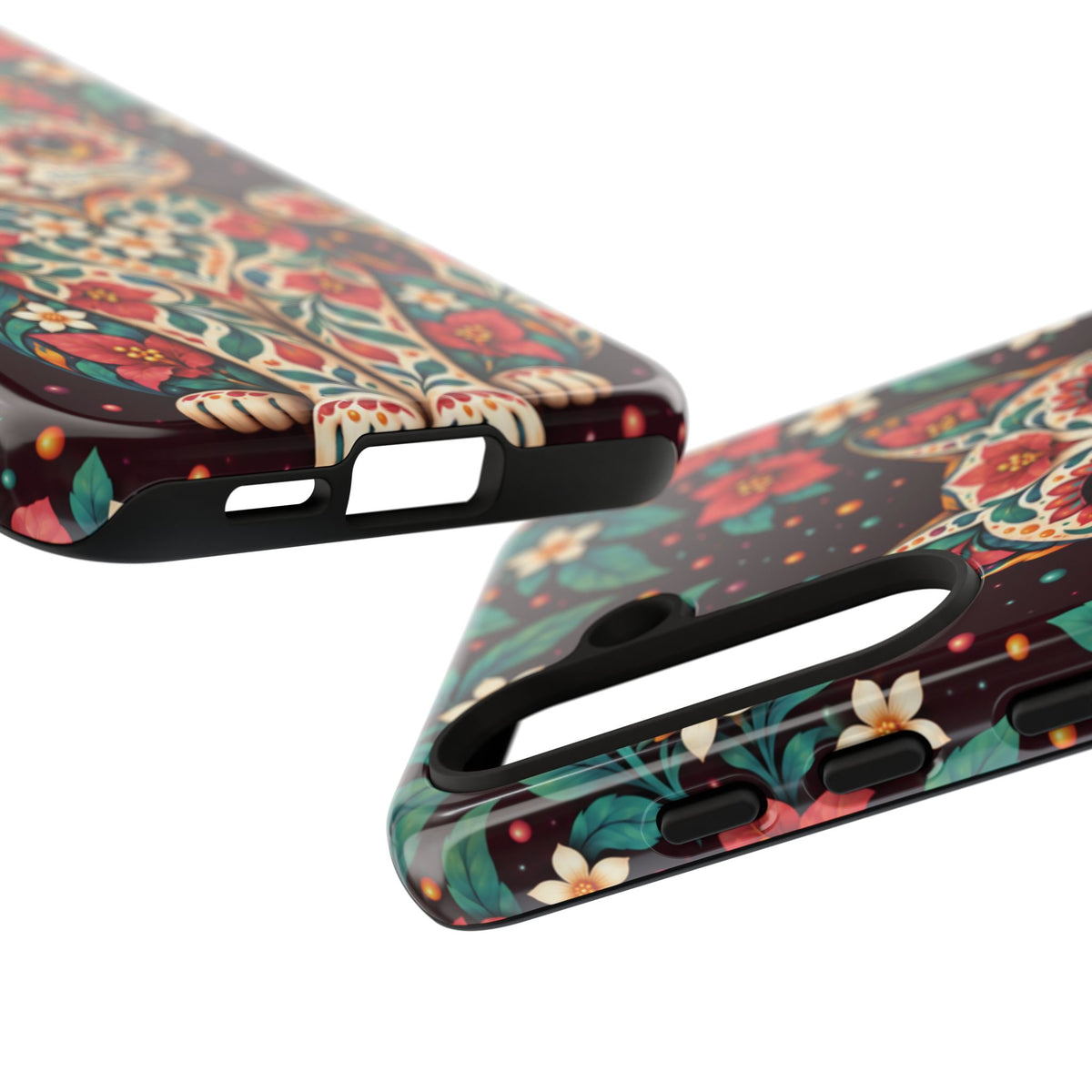 Vibrant Terracotta and Teal Calavera Cat Phone Case - Multicolor Phone Case