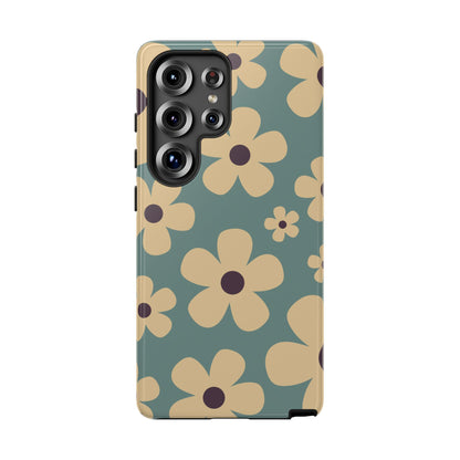 Samsung Galaxy S25 Ultra / Glossy Phone Case - Cute Blue & Cream Daisy Pattern Phone Case