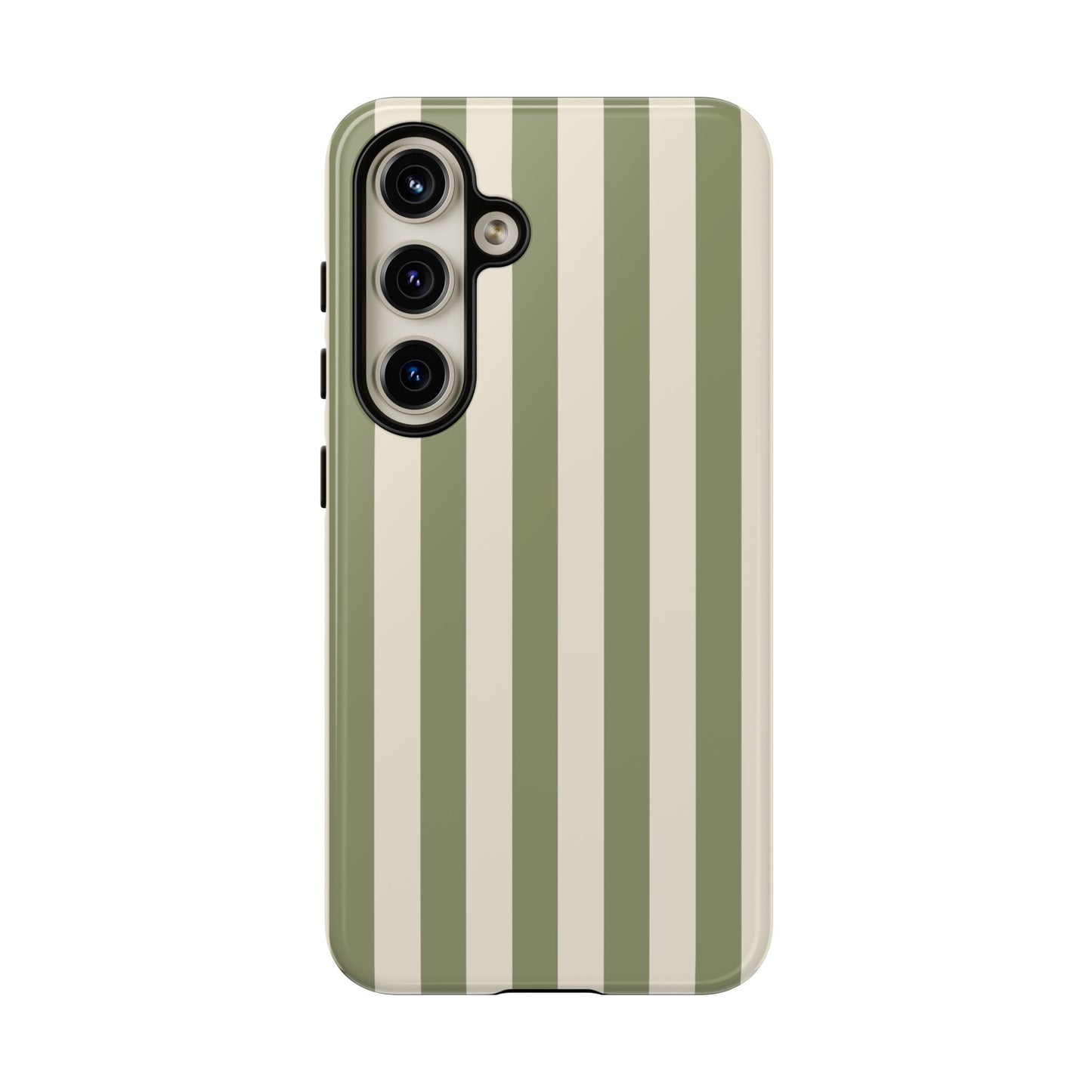 Samsung Galaxy S24 / Glossy Phone Case - ’Olive & Beige Stripe Pattern’ Phone Case