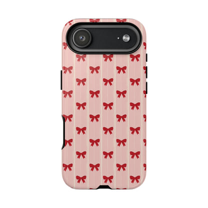 Retro Cherry Red Bow Pattern Phone Case