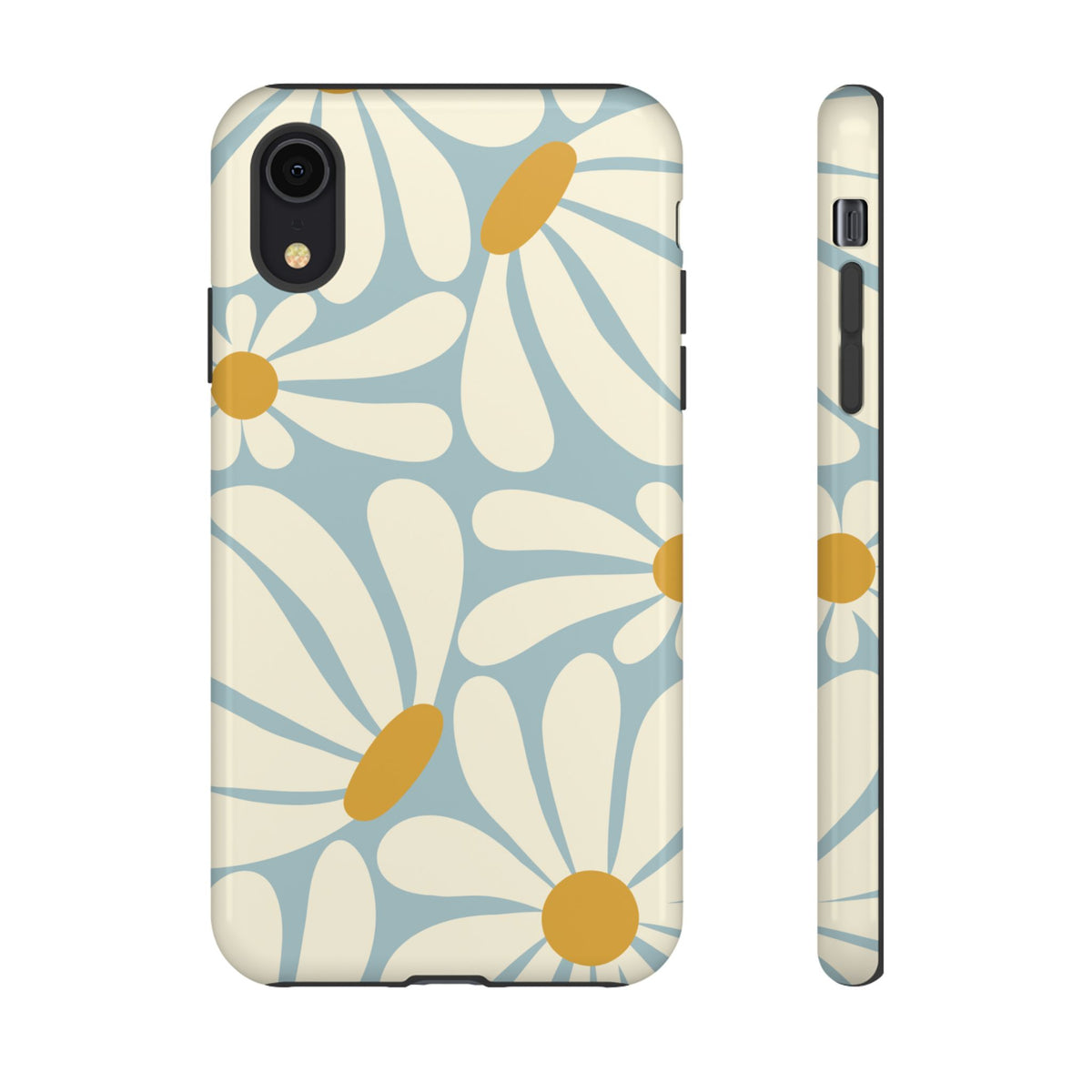 Retro Light Blue Daisy Pattern Phone Case - Blue Phone Case - iPhone XR / Glossy
