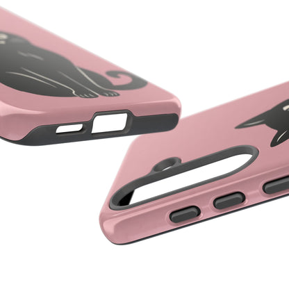 Minimalist Blush Pink & Black Cat Phone Case