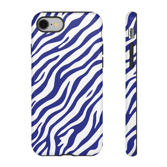 Stylish Electric Blue Zebra Print Phone Case
