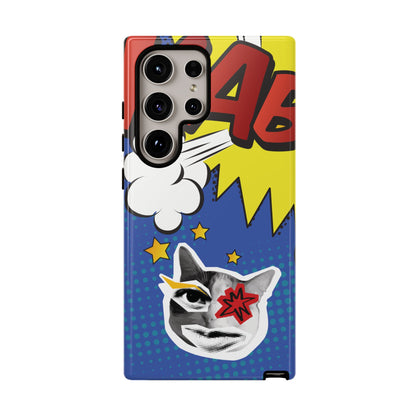 Samsung Galaxy S24 Ultra / Glossy Phone Case - Bold Blue Pop Art Cat Phone Case
