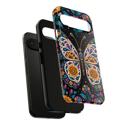 Vibrant Purple and Teal Calavera Butterfly Phone Case - Multicolor Phone Case