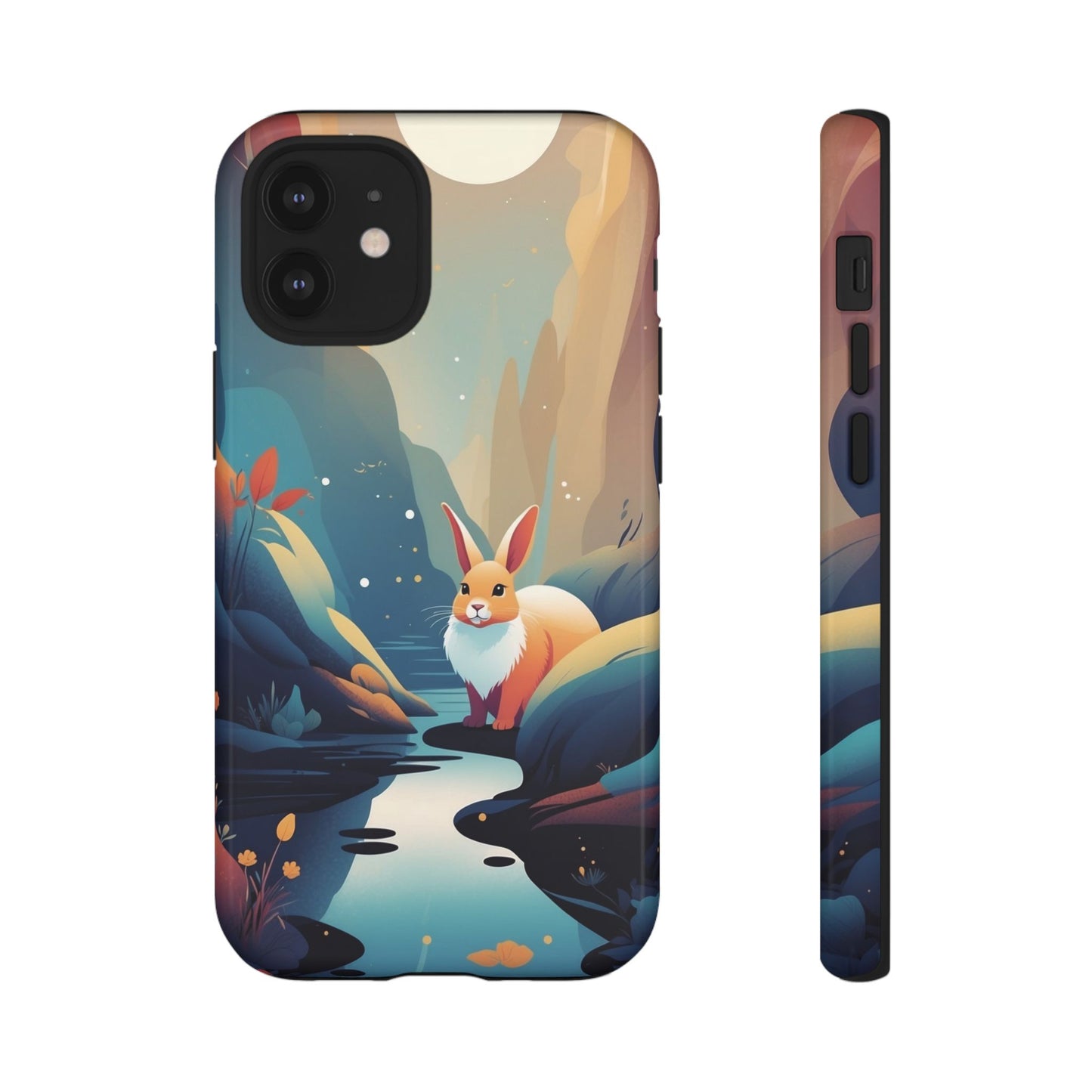 iPhone 12 Mini / Glossy Phone Case - Stylised Rabbit Design Phone Case