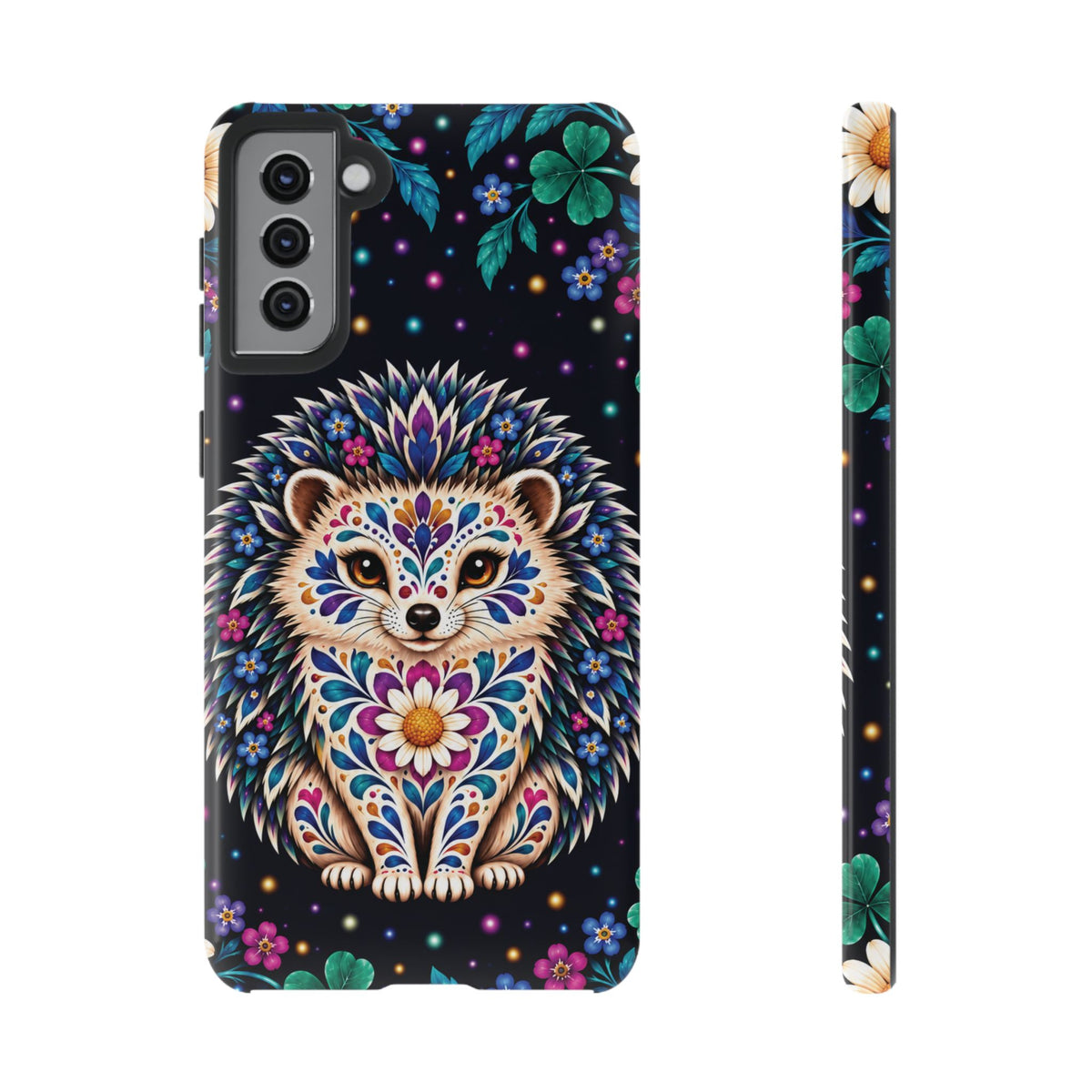 Vibrant Purple and Teal Calavera Hedgehog Phone Case - Multicolor Phone Case - Samsung Galaxy S21 Plus / Glossy