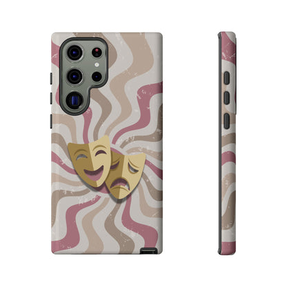 Comedy & Tragedy Masks – Pink Minimal Retro Wave Phone Case - Pink Phone Case - Samsung Galaxy S23 Ultra / Glossy