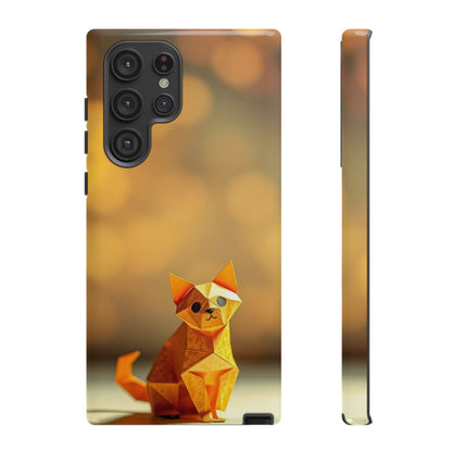 Samsung Galaxy S22 Ultra / Glossy Phone Case - Origami Cat Design Phone Case