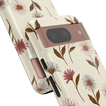 Pretty Cream & Rose Daisy Pattern Phone Case